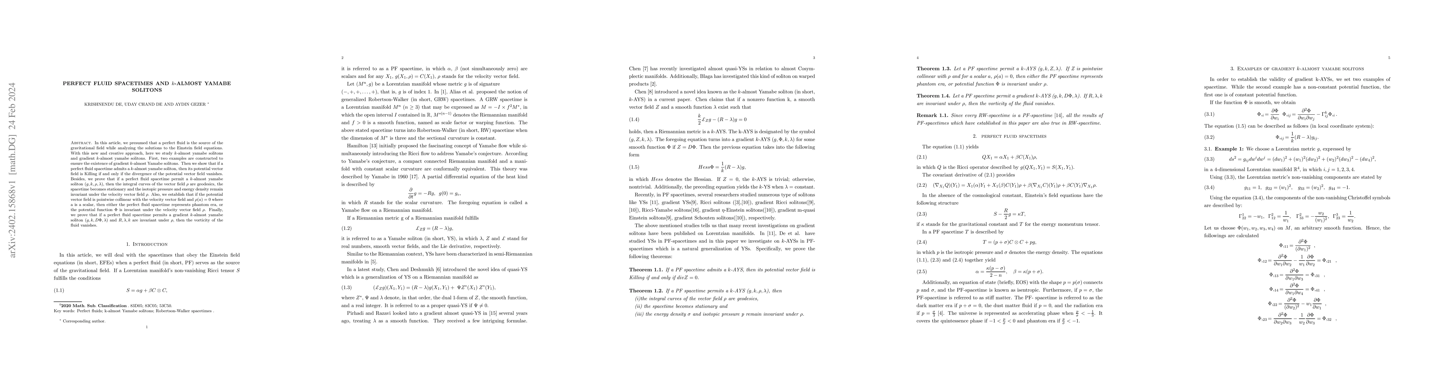 Thumbnail for Perfect fluid spacetimes and $k$-almost yamabe solitons