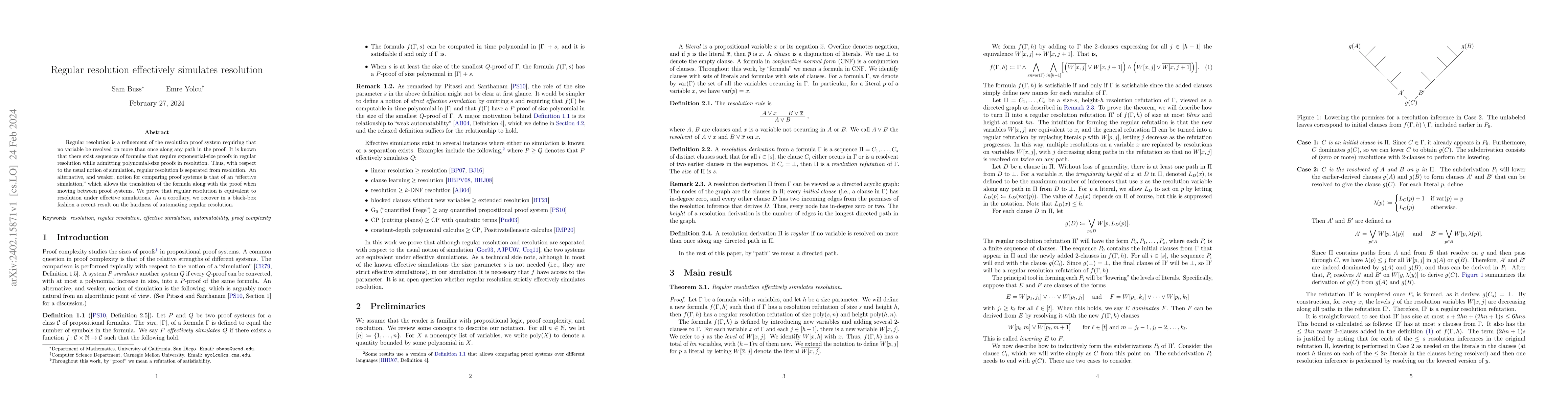 Thumbnail for Regular resolution effectively simulates resolution