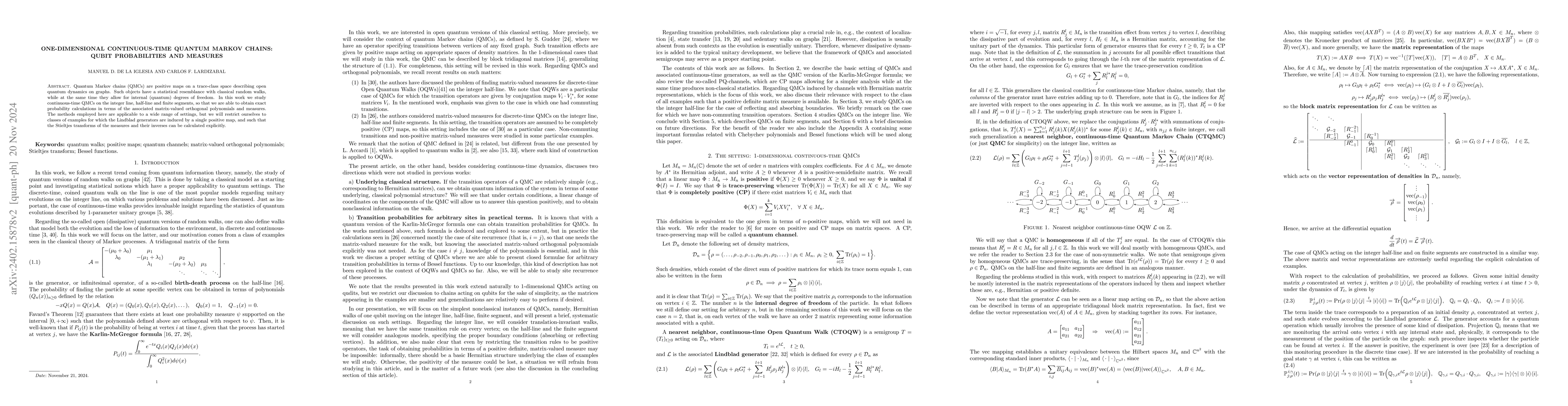 Thumbnail for One-dimensional Continuous-Time Quantum Markov Chains: qubit
  probabilities and measures
