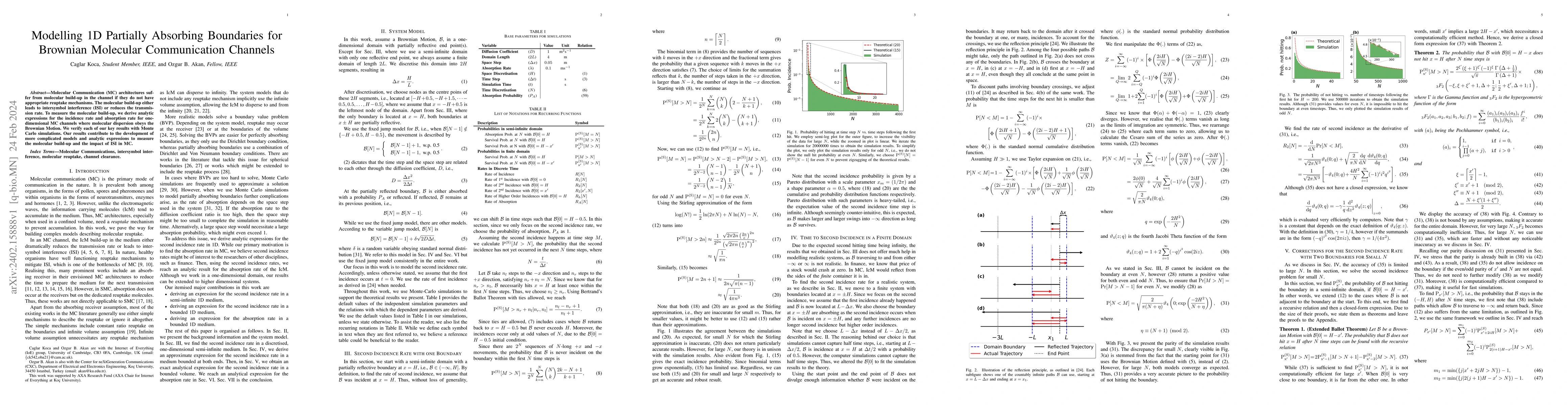Thumbnail for Modelling 1D Partially Absorbing Boundaries for Brownian Molecular
  Communication Channels