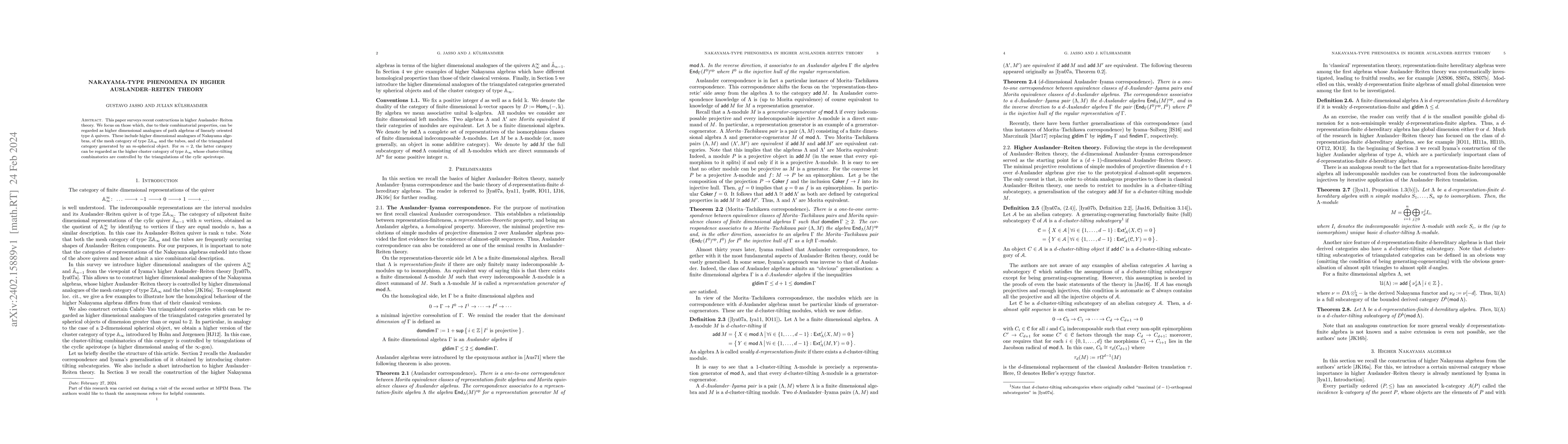 Thumbnail for Nakayama-type phenomena in higher Auslander--Reiten theory