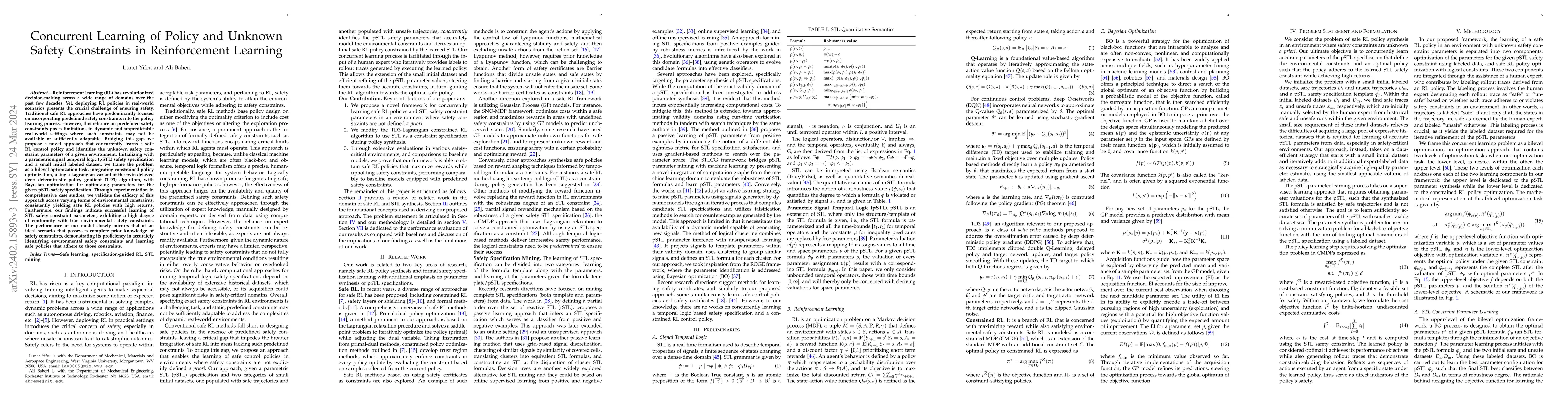 Thumbnail for Concurrent Learning of Policy and Unknown Safety Constraints in
  Reinforcement Learning