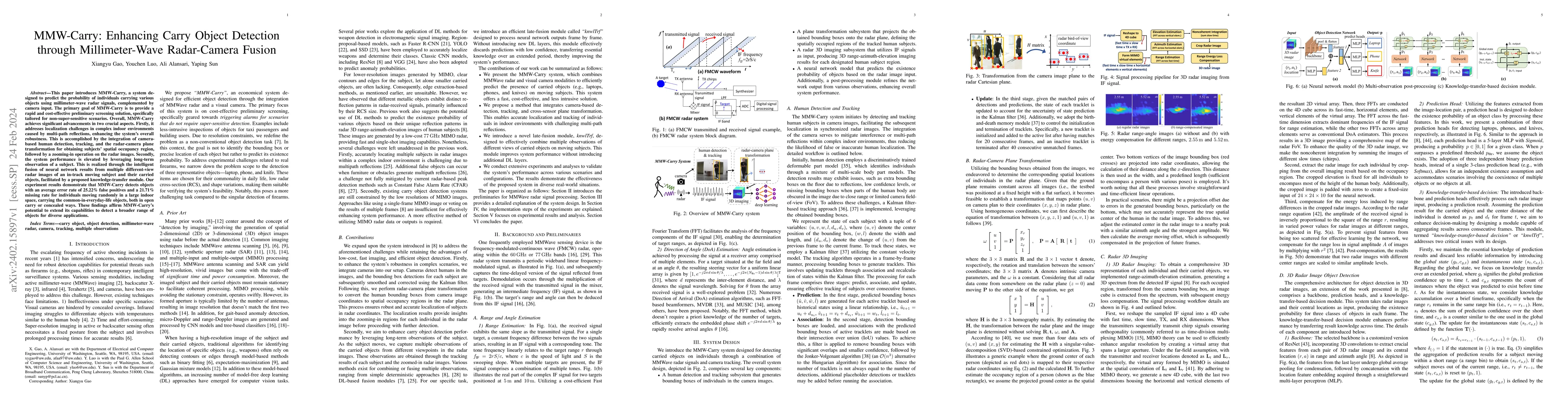 Thumbnail for MMW-Carry: Enhancing Carry Object Detection through Millimeter-Wave
  Radar-Camera Fusion