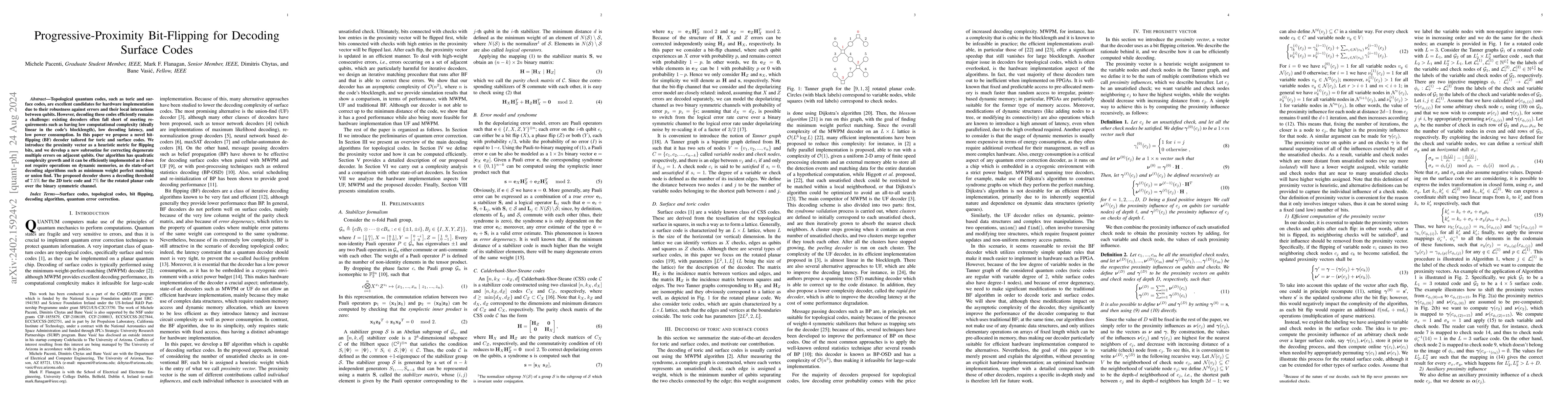 Thumbnail for Progressive-Proximity Bit-Flipping for Decoding Surface Codes