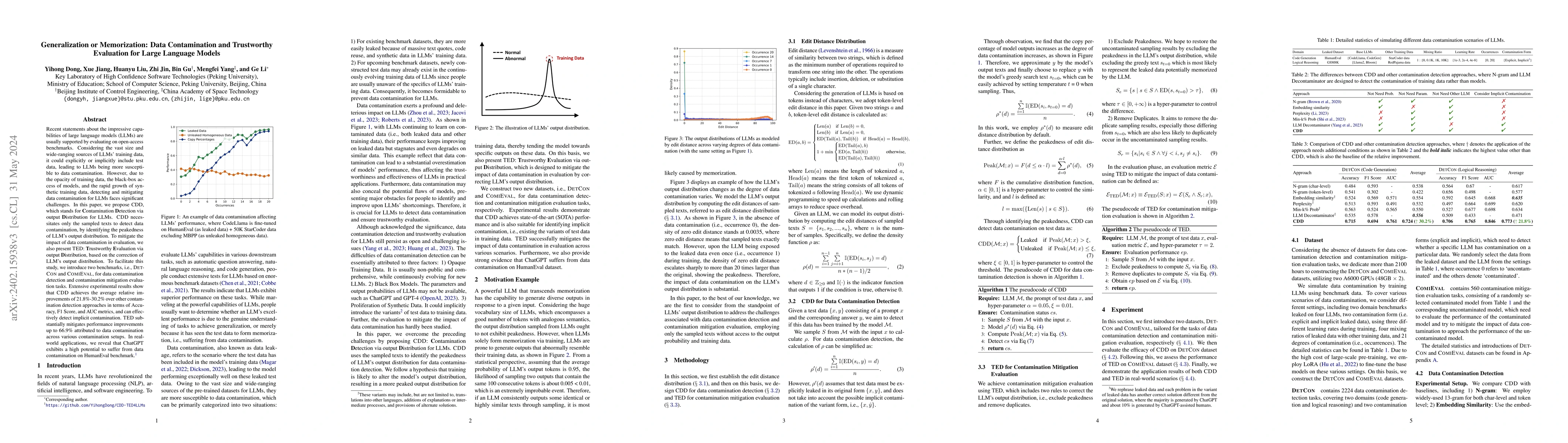Thumbnail for Generalization or Memorization: Data Contamination and Trustworthy
  Evaluation for Large Language Models