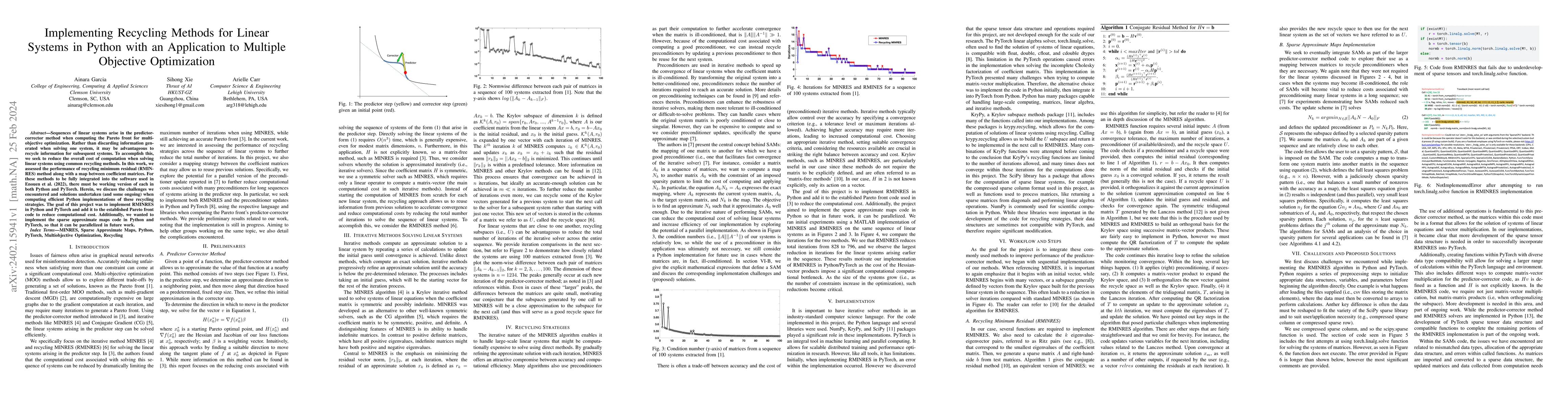 Thumbnail for Implementing Recycling Methods for Linear Systems in Python with an
  Application to Multiple Objective Optimization