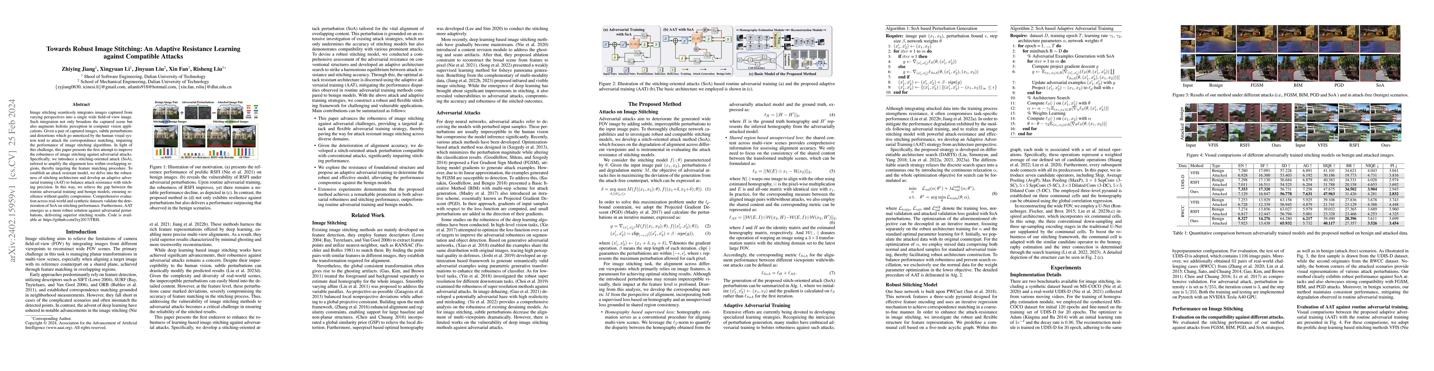 Thumbnail for Towards Robust Image Stitching: An Adaptive Resistance Learning against
  Compatible Attacks