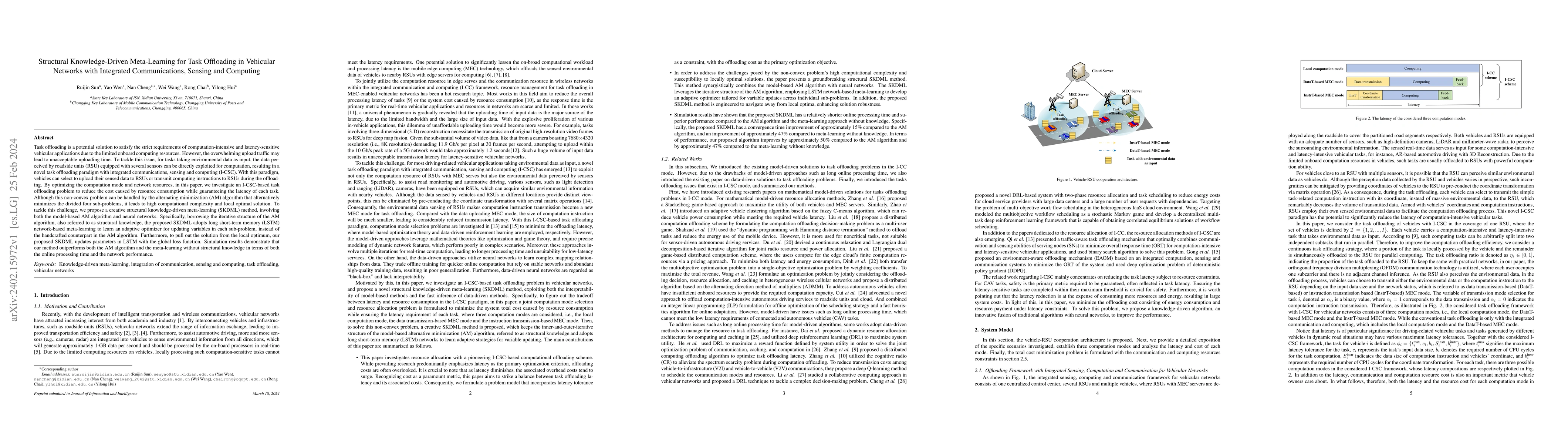 Thumbnail for Structural Knowledge-Driven Meta-Learning for Task Offloading in
  Vehicular Networks with Integrated Communications, Sensing and Computing