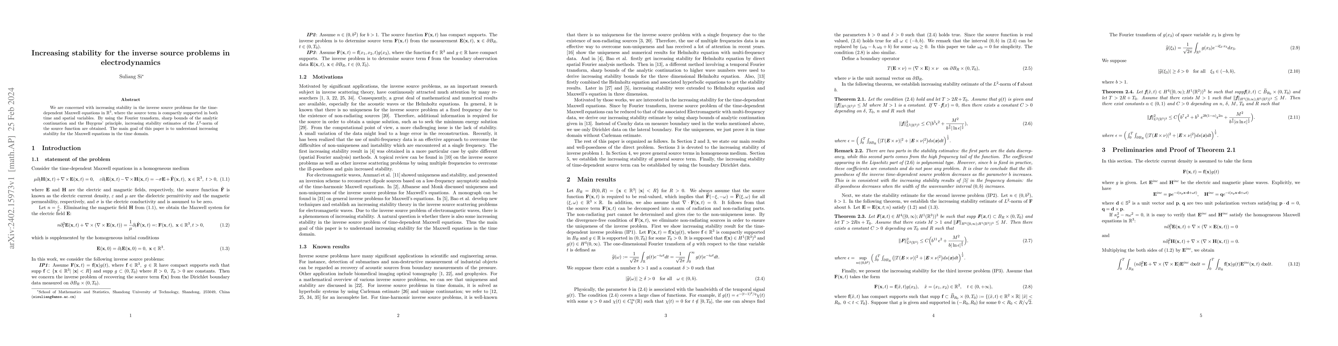 Thumbnail for Increasing stability for the inverse source problems in electrodynamics