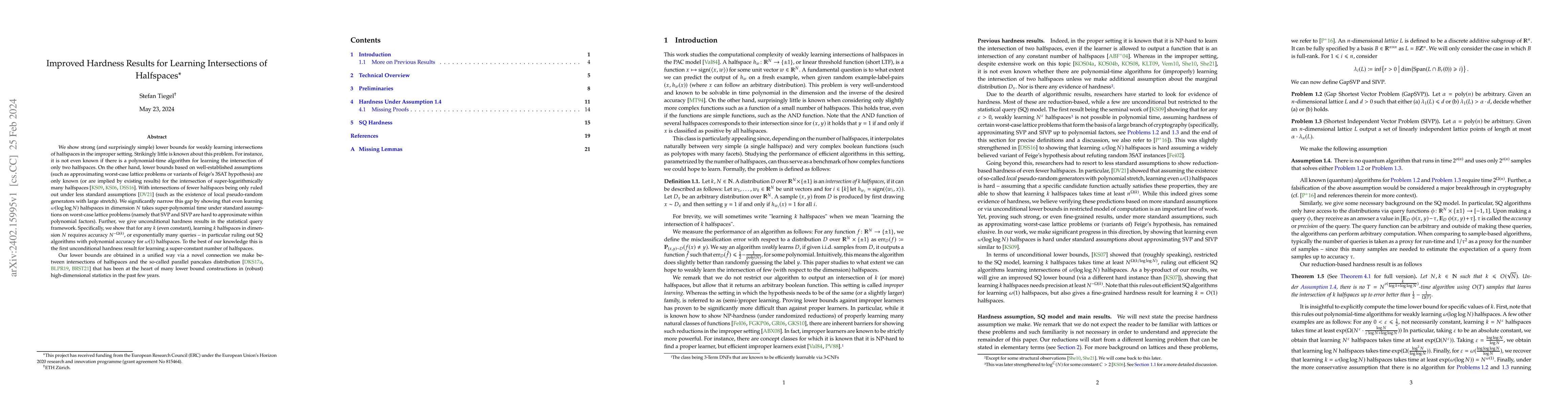 Thumbnail for Improved Hardness Results for Learning Intersections of Halfspaces