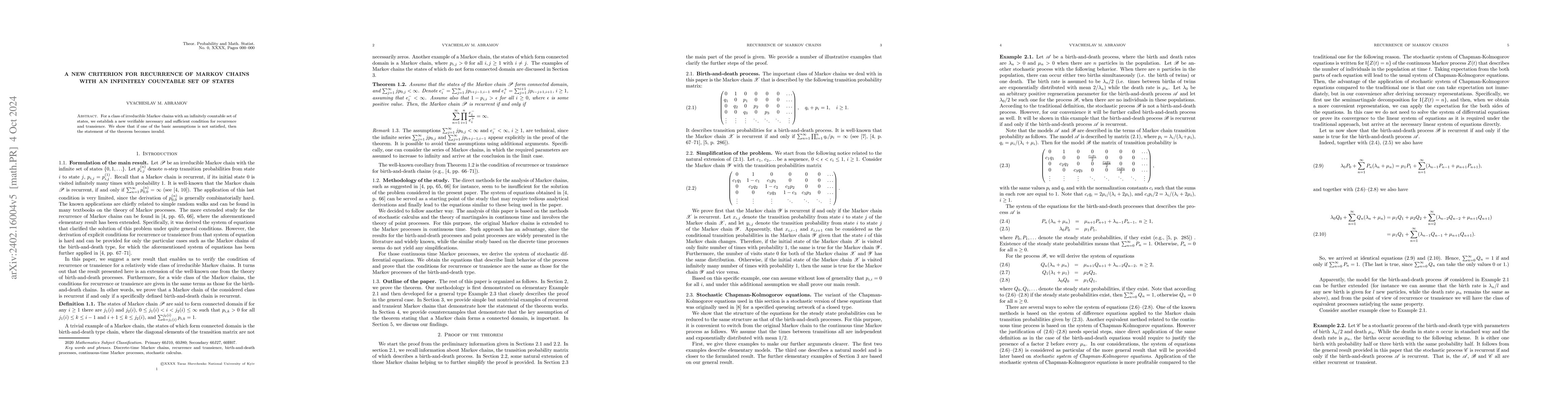 Thumbnail for Unexpected properties of Markov chains with infinitely countable set of
  states