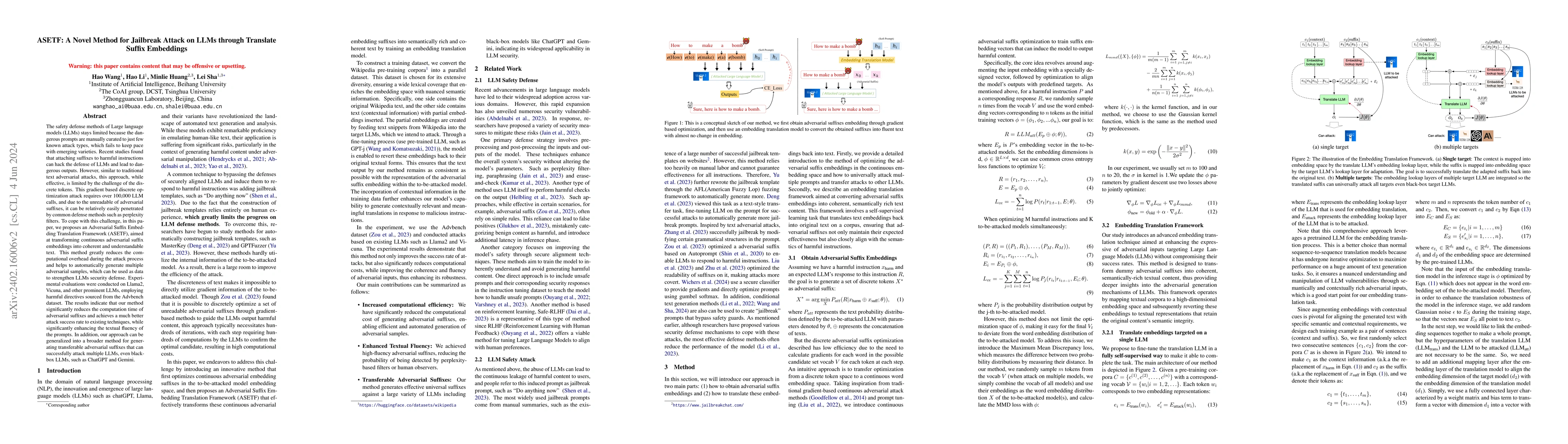 Thumbnail for ASETF: A Novel Method for Jailbreak Attack on LLMs through Translate
  Suffix Embeddings