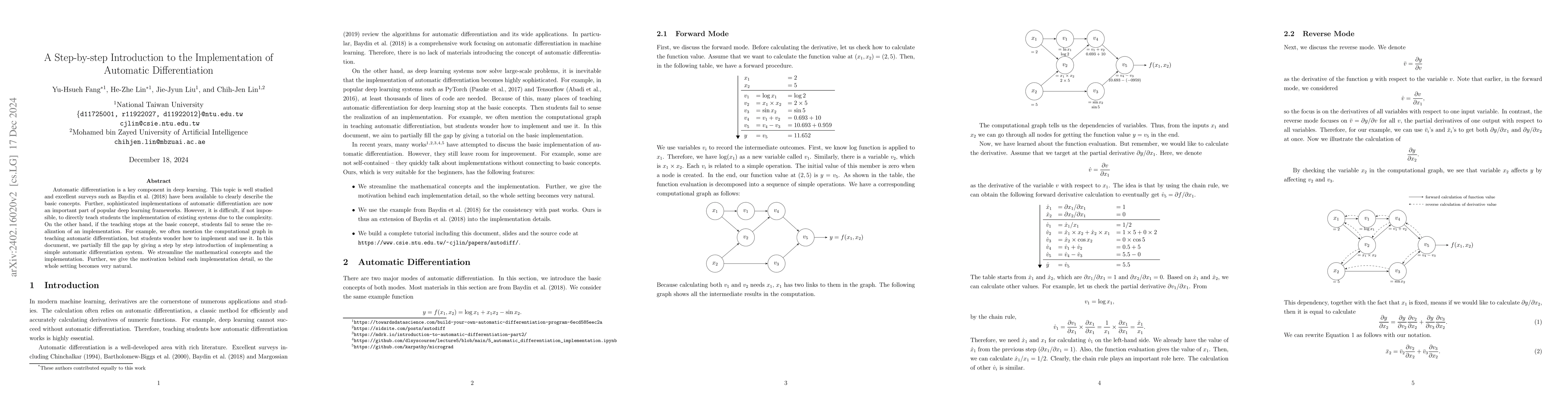Thumbnail for A Step-by-step Introduction to the Implementation of Automatic
  Differentiation