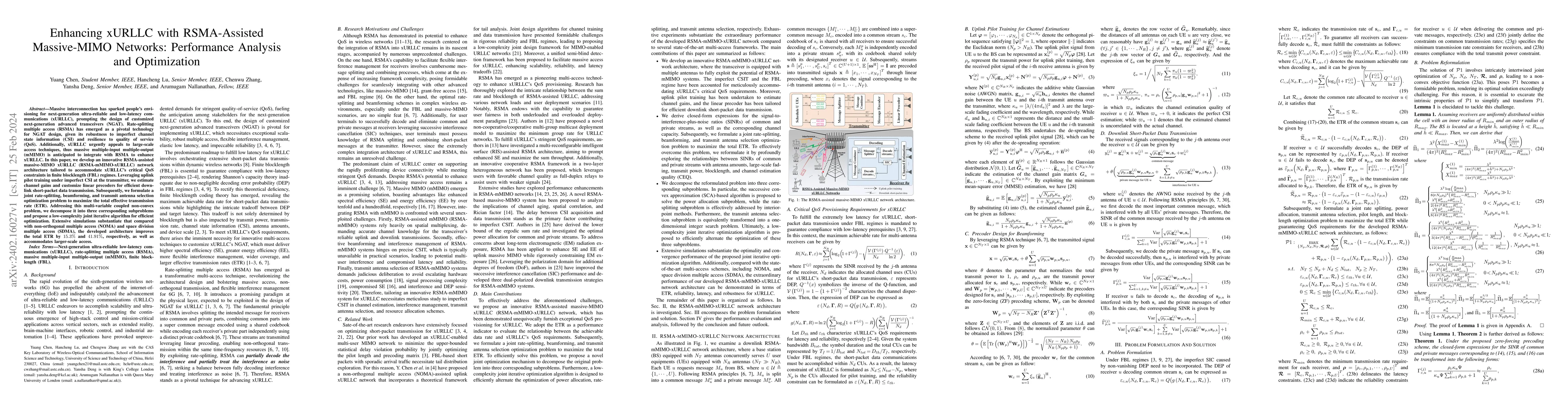 Thumbnail for Enhancing xURLLC with RSMA-Assisted Massive-MIMO Networks: Performance
  Analysis and Optimization