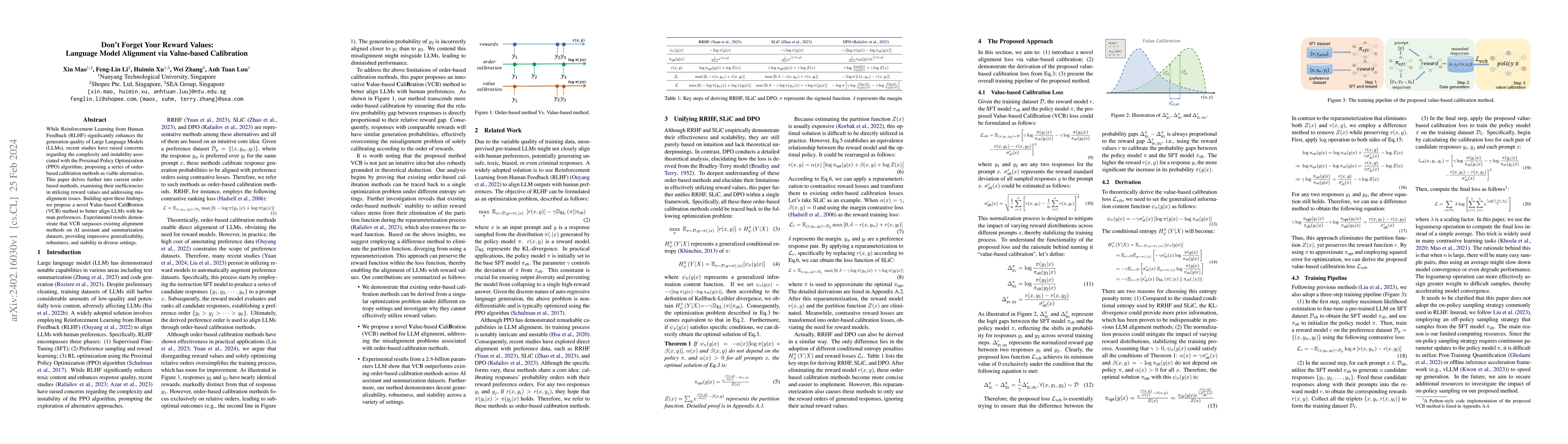 Thumbnail for Don't Forget Your Reward Values: Language Model Alignment via
  Value-based Calibration
