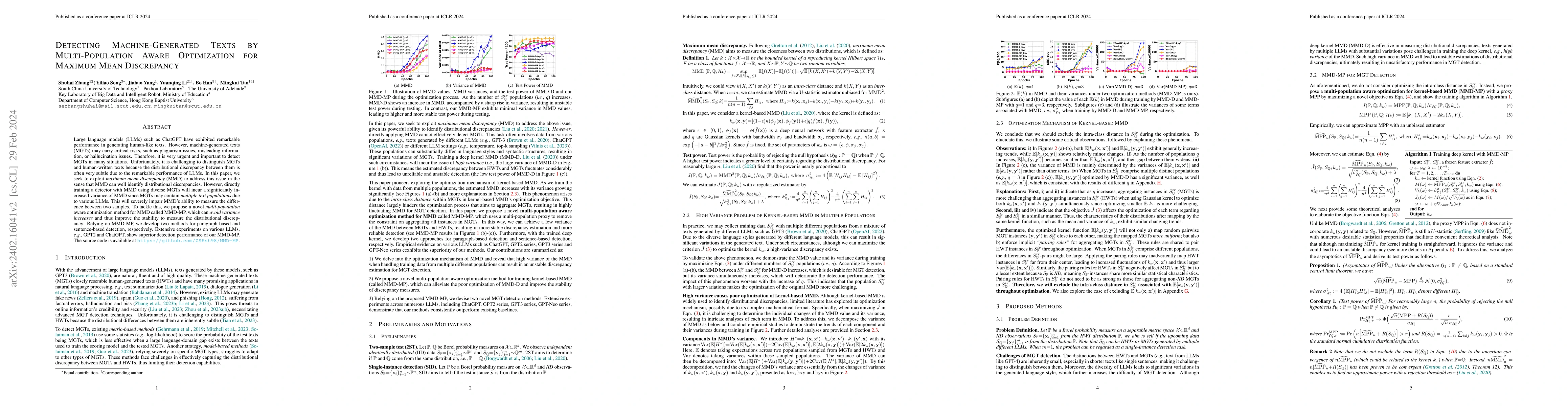 Thumbnail for Detecting Machine-Generated Texts by Multi-Population Aware Optimization
  for Maximum Mean Discrepancy