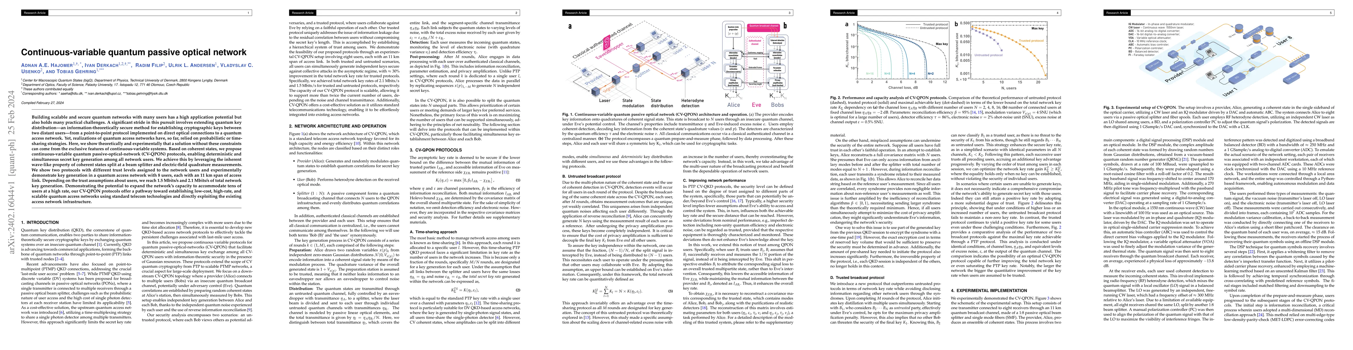 Thumbnail for Continuous-variable quantum passive optical network
