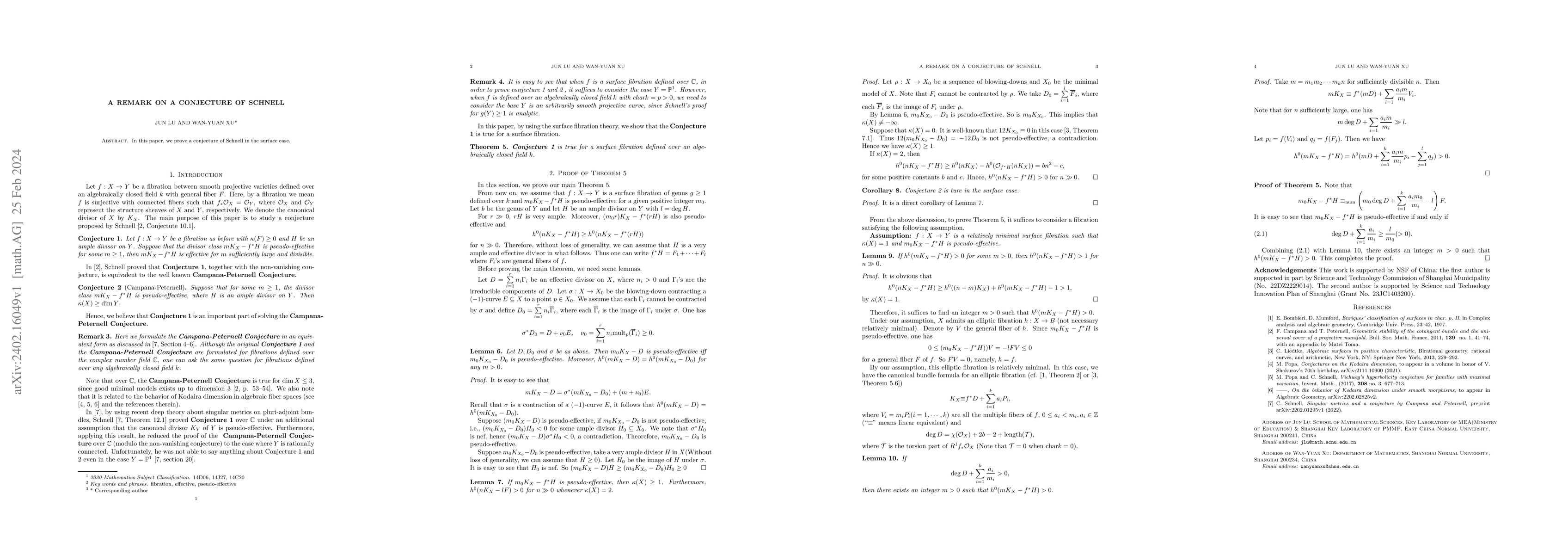 Thumbnail for A remark on a conjecture of Schnell