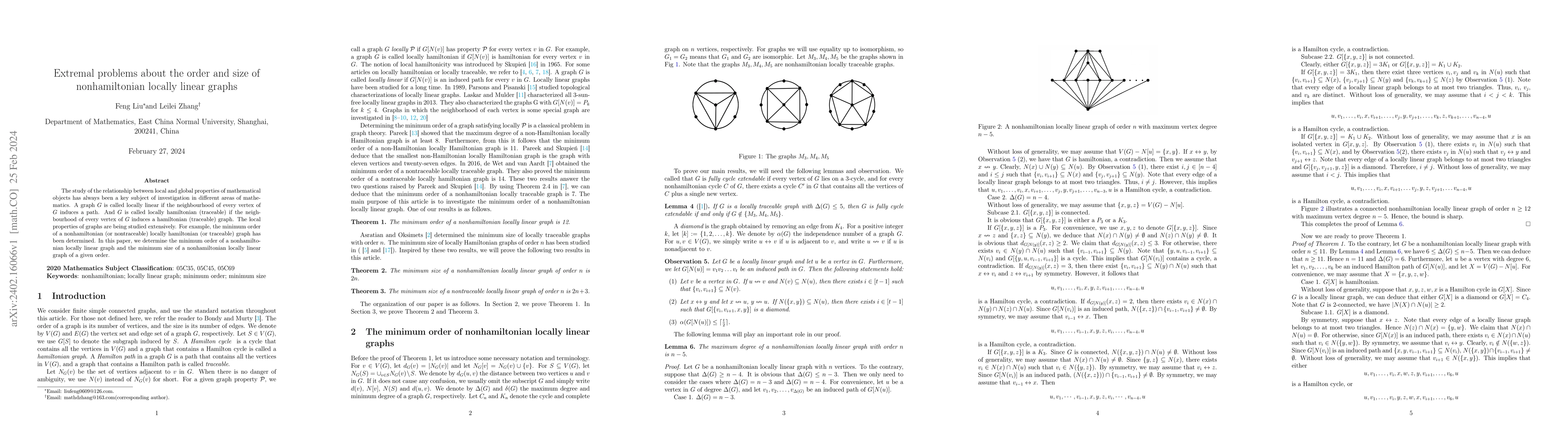 Thumbnail for Extremal problems about the order and size of nonhamiltonian locally
  linear graphs