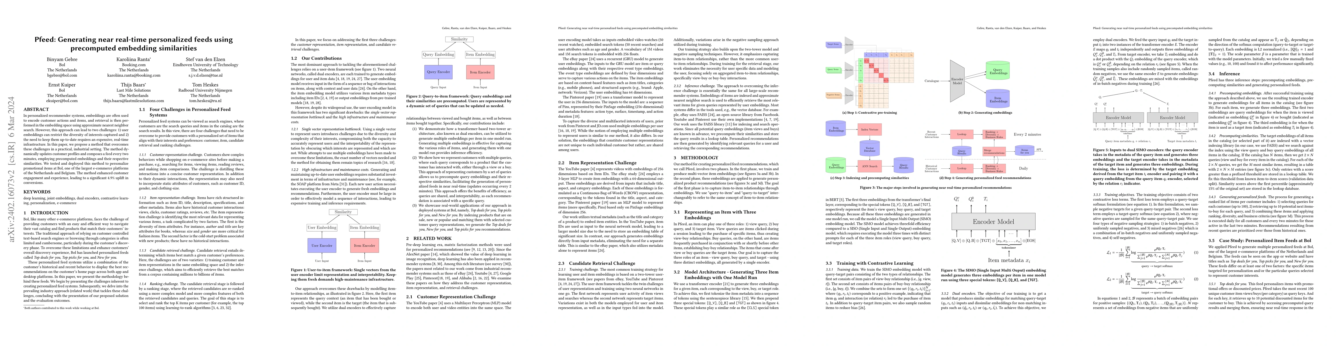 Thumbnail for Pfeed: Generating near real-time personalized feeds using precomputed
  embedding similarities