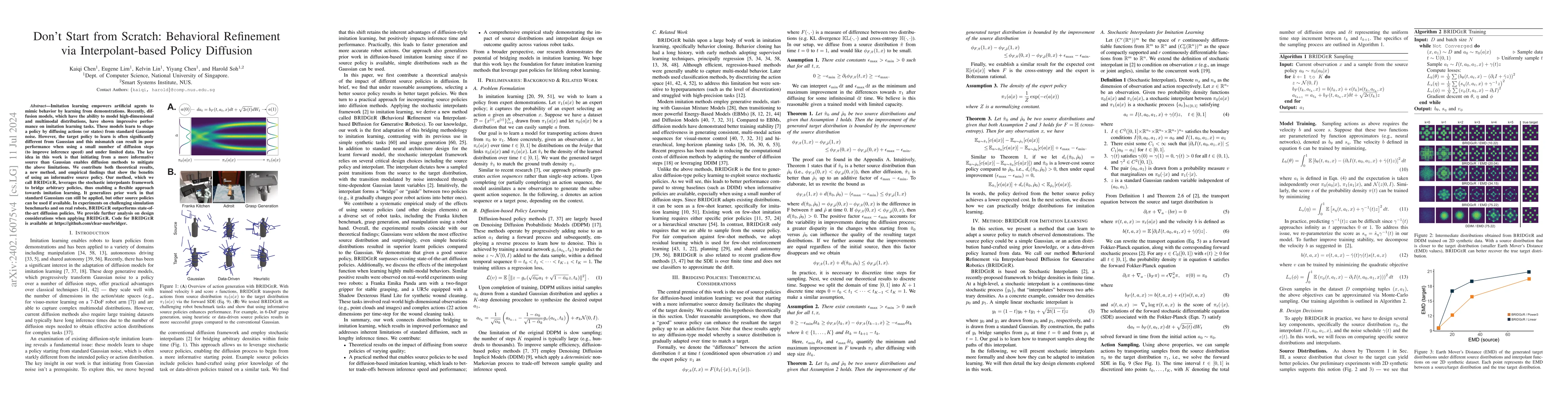Thumbnail for Don't Start from Scratch: Behavioral Refinement via Interpolant-based
  Policy Diffusion