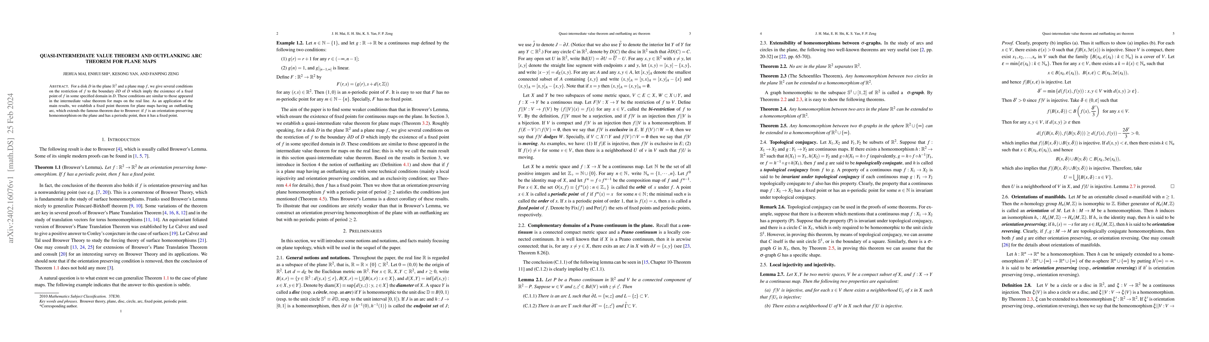 Thumbnail for Quasi-intermediate value theorem and outflanking arc theorem for plane
  maps