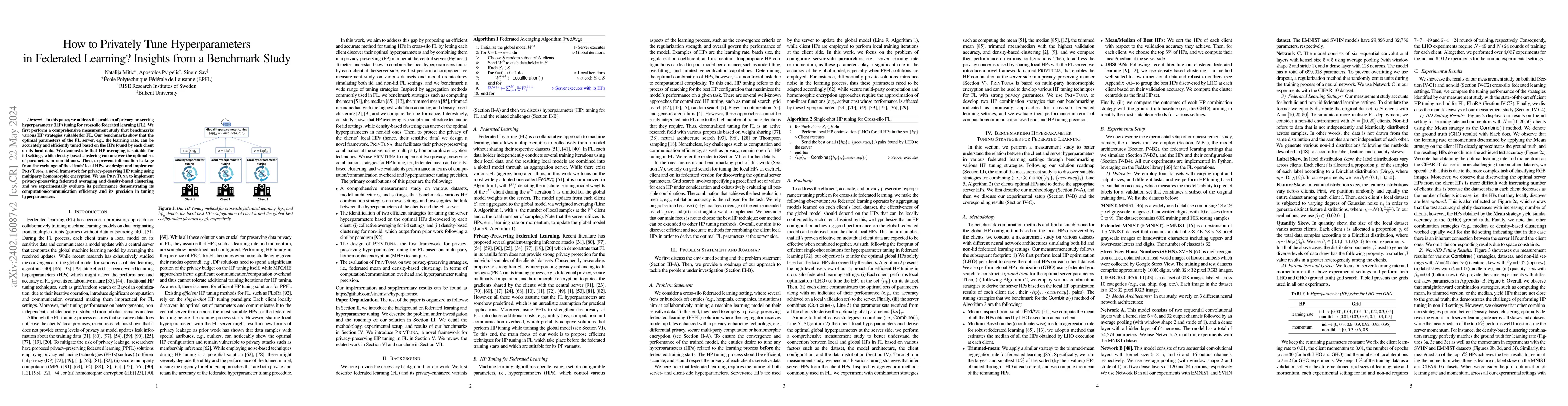 Thumbnail for How to Privately Tune Hyperparameters in Federated Learning? Insights
  from a Benchmark Study
