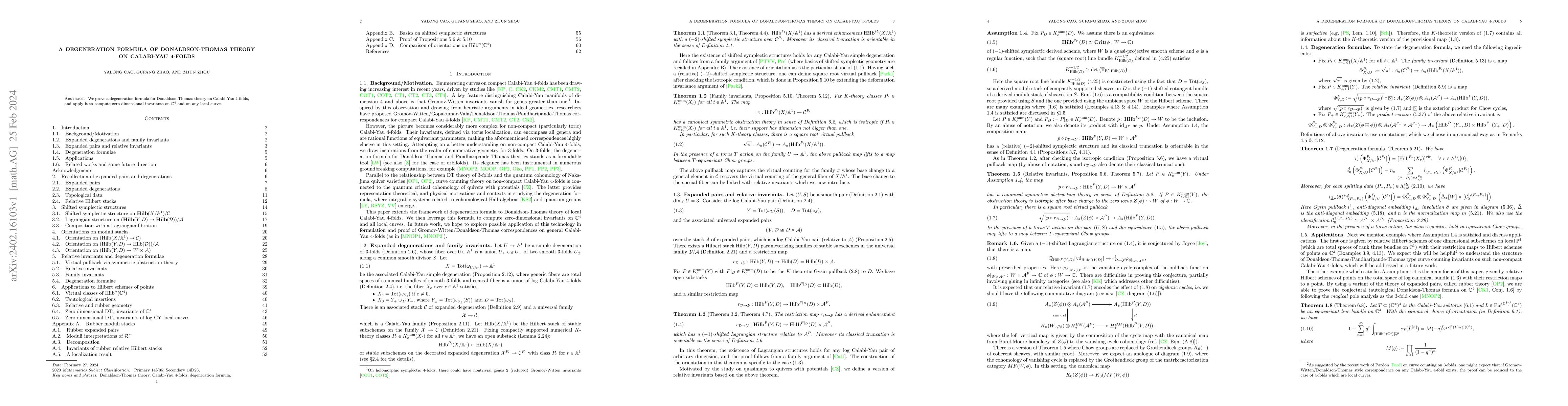 Thumbnail for A degeneration formula of Donaldson-Thomas theory on Calabi-Yau 4-folds