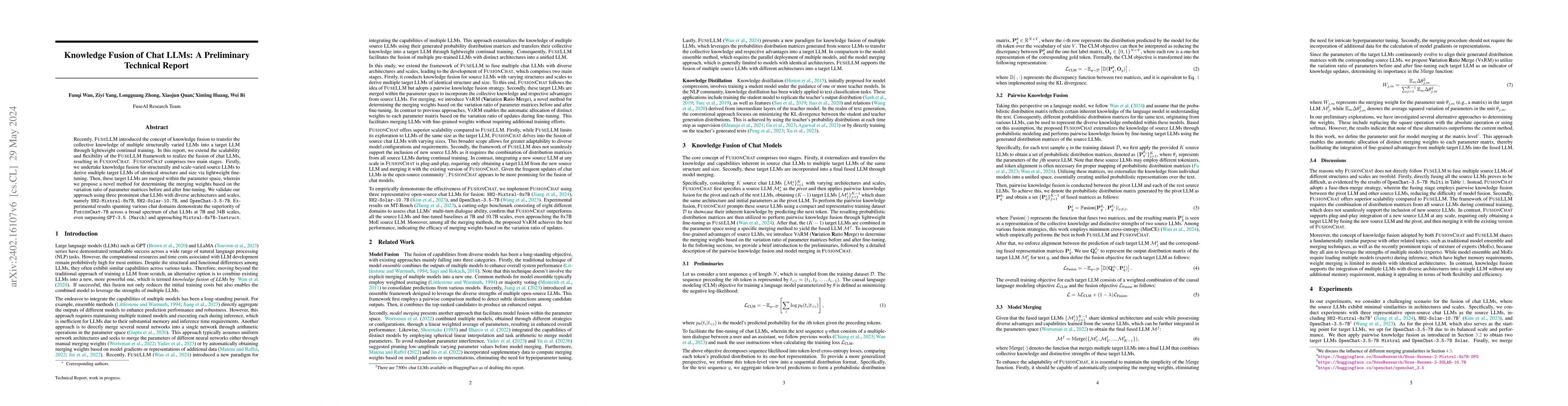 Thumbnail for Knowledge Fusion of Chat LLMs: A Preliminary Technical Report