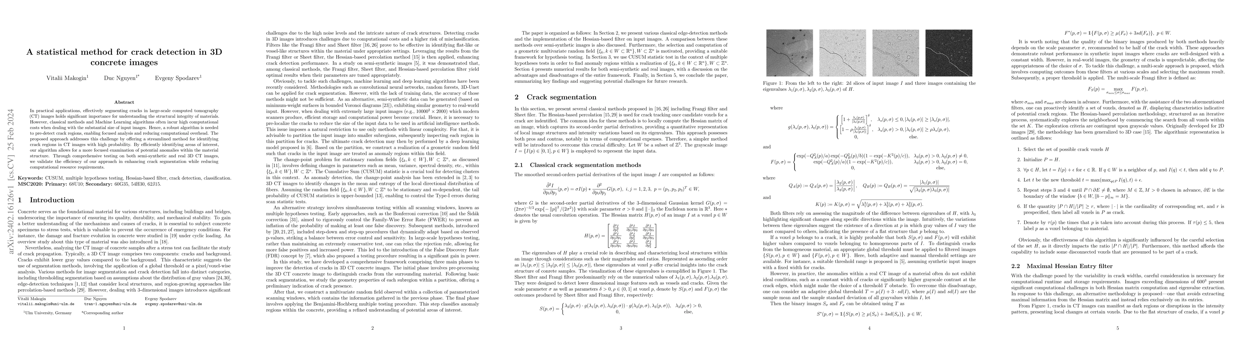 Thumbnail for A statistical method for crack detection in 3D concrete images