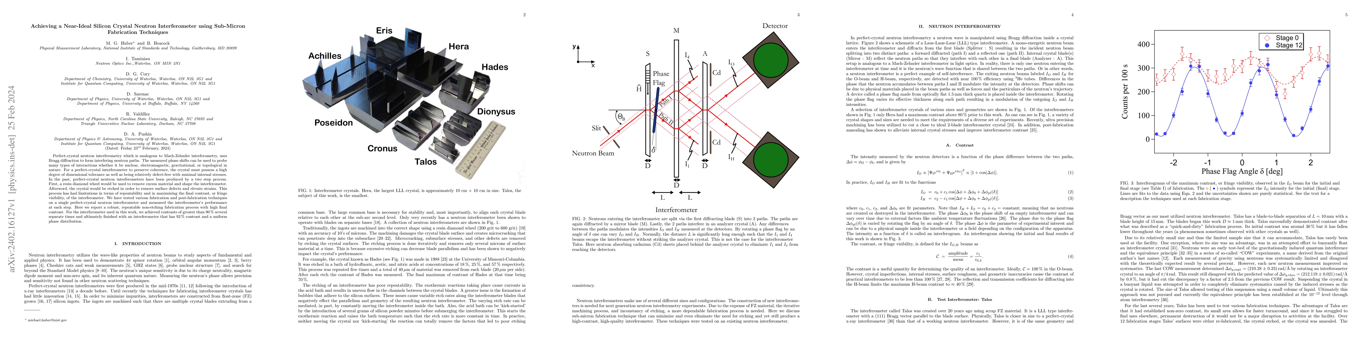 Thumbnail for Achieving a Near-Ideal Silicon Crystal Neutron Interferometer using
  Sub-Micron Fabrication Techniques