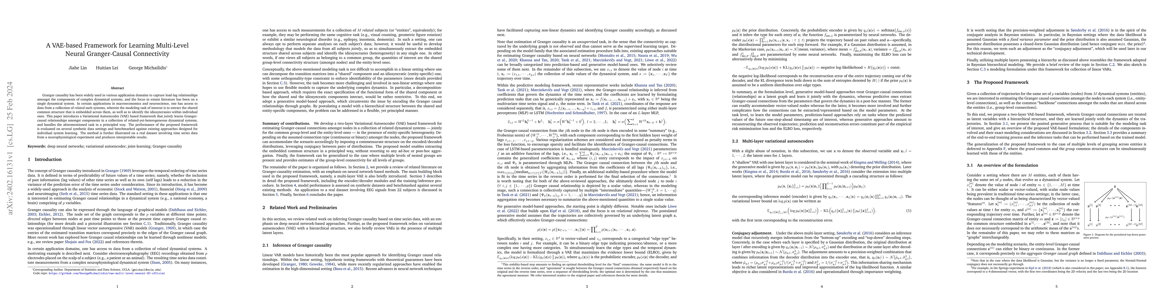 Thumbnail for A VAE-based Framework for Learning Multi-Level Neural Granger-Causal
  Connectivity
