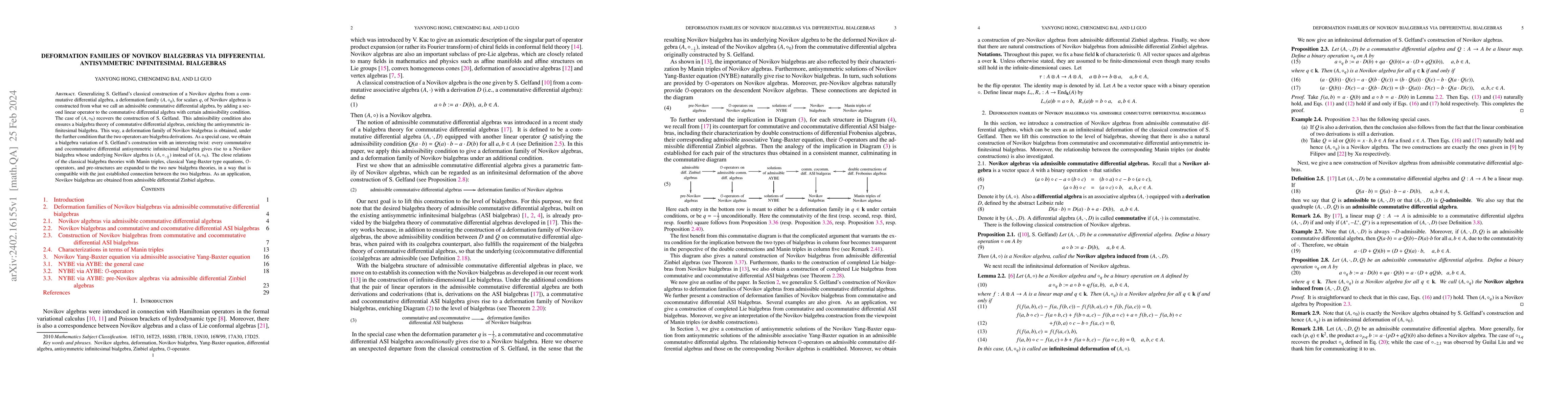 Thumbnail for Deformation families of Novikov bialgebras via differential
  antisymmetric infinitesimal bialgebras