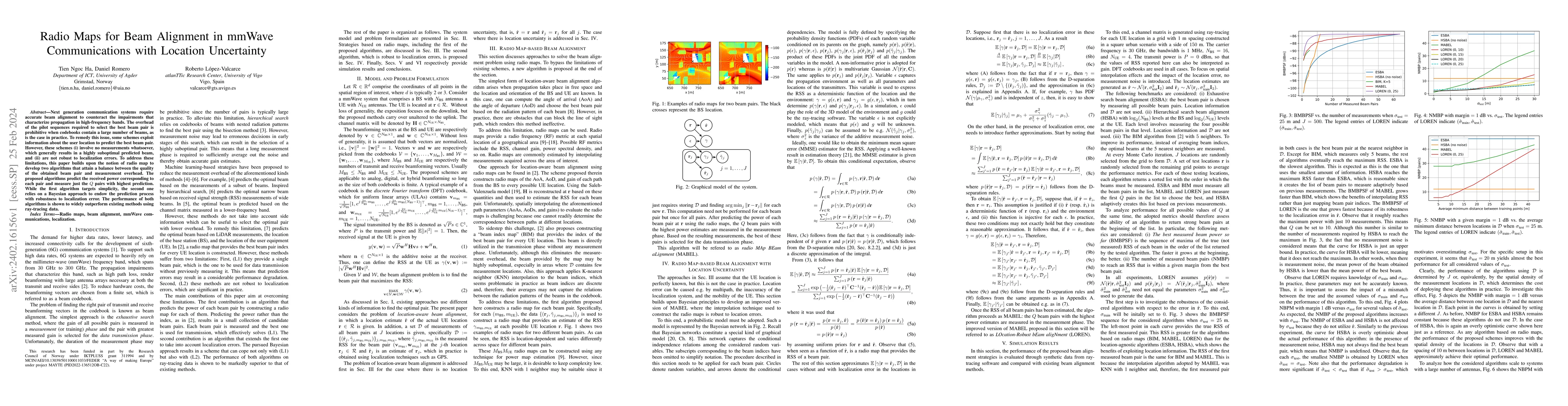 Thumbnail for Radio Maps for Beam Alignment in mmWave Communications with Location
  Uncertainty