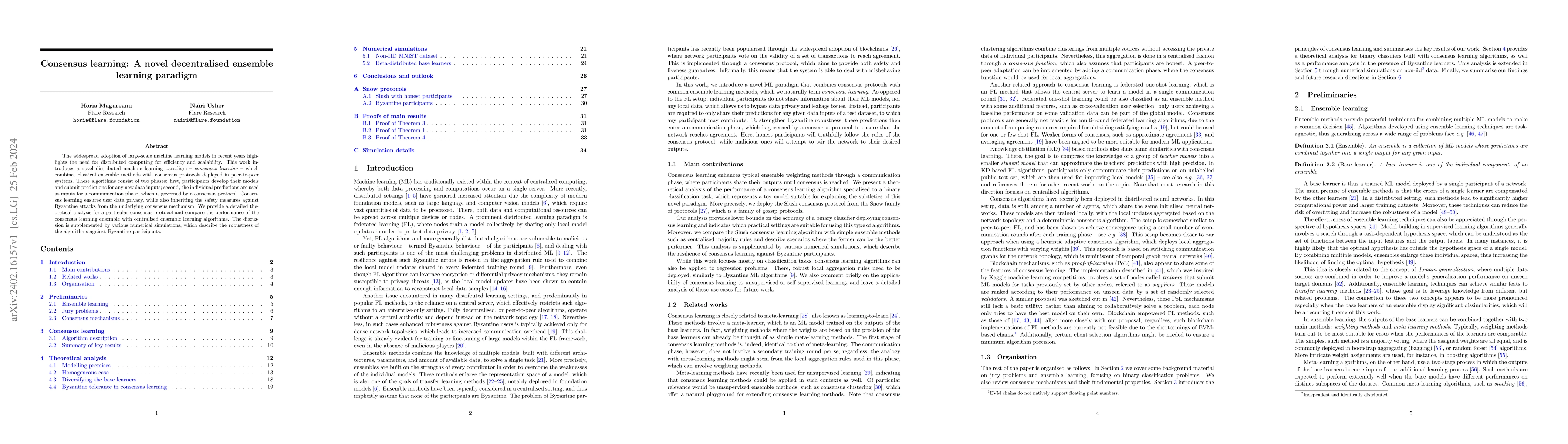 Thumbnail for Consensus learning: A novel decentralised ensemble learning paradigm
