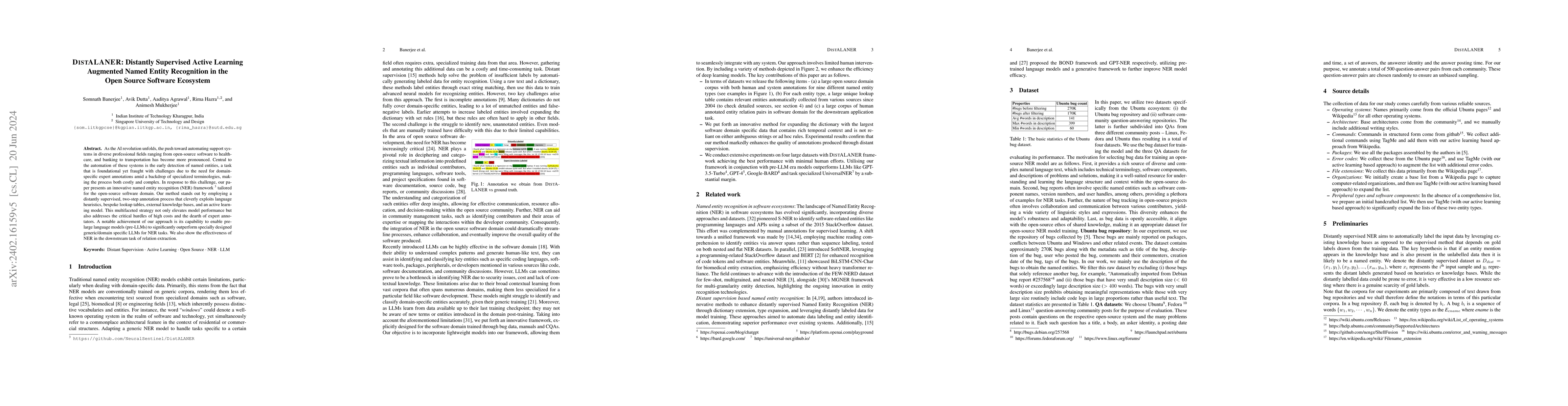 Thumbnail for DistALANER: Distantly Supervised Active Learning Augmented Named Entity
  Recognition in the Open Source Software Ecosystem