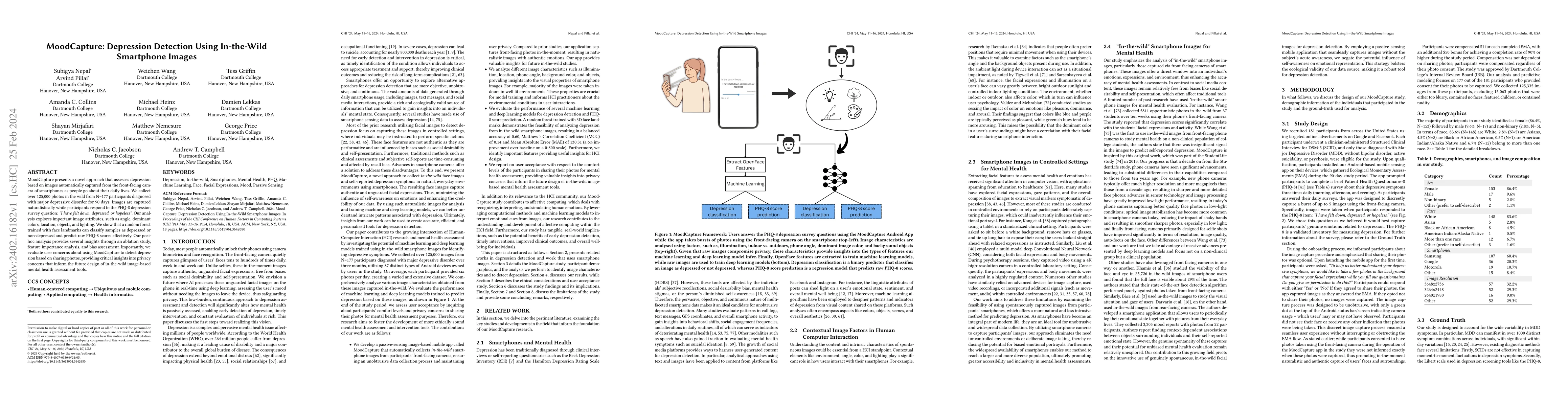 Thumbnail for MoodCapture: Depression Detection Using In-the-Wild Smartphone Images