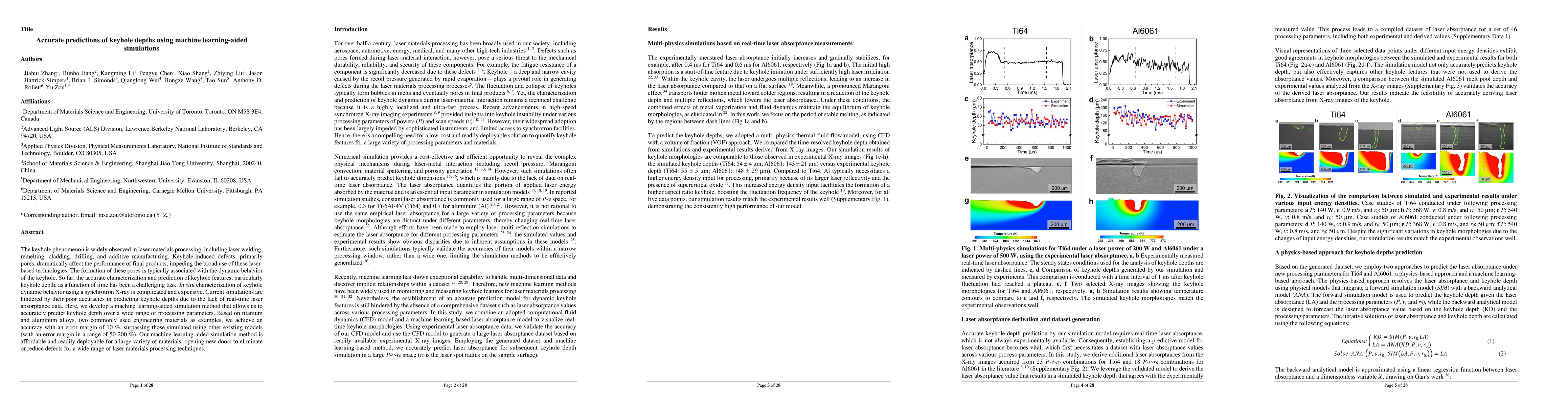 Thumbnail for Accurate predictions of keyhole depths using machine learning-aided
  simulations