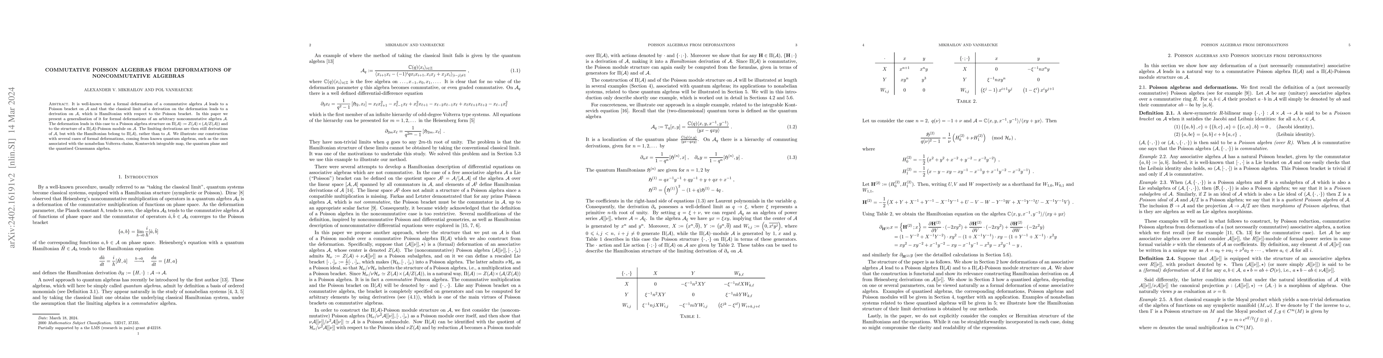 Thumbnail for Commutative Poisson algebras from deformations of noncommutative
  algebras