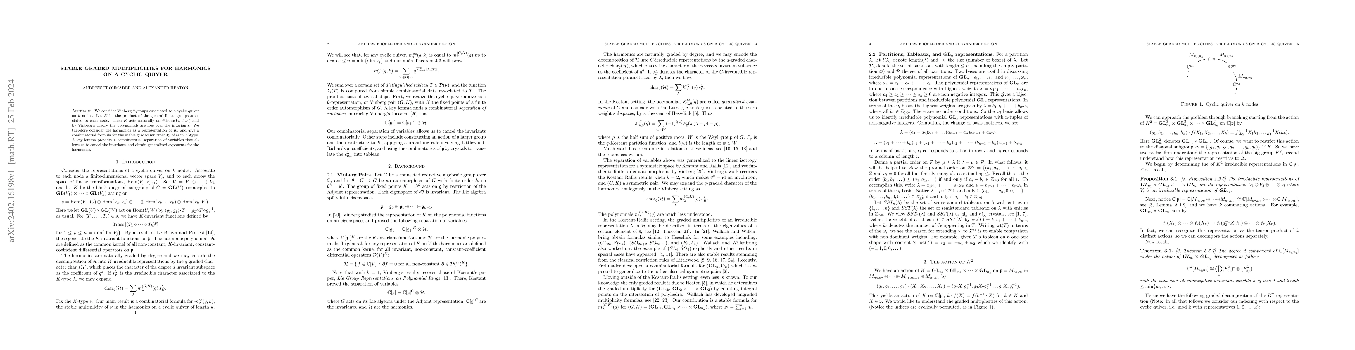 Thumbnail for Stable Graded Multiplicities for Harmonics on a Cyclic Quiver
