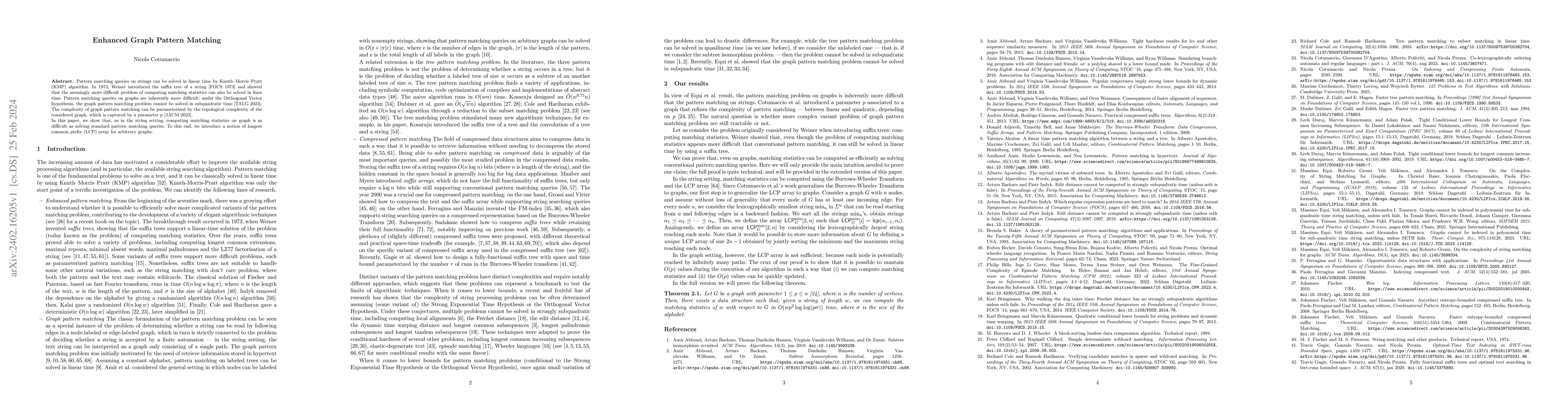 Thumbnail for Enhanced Graph Pattern Matching