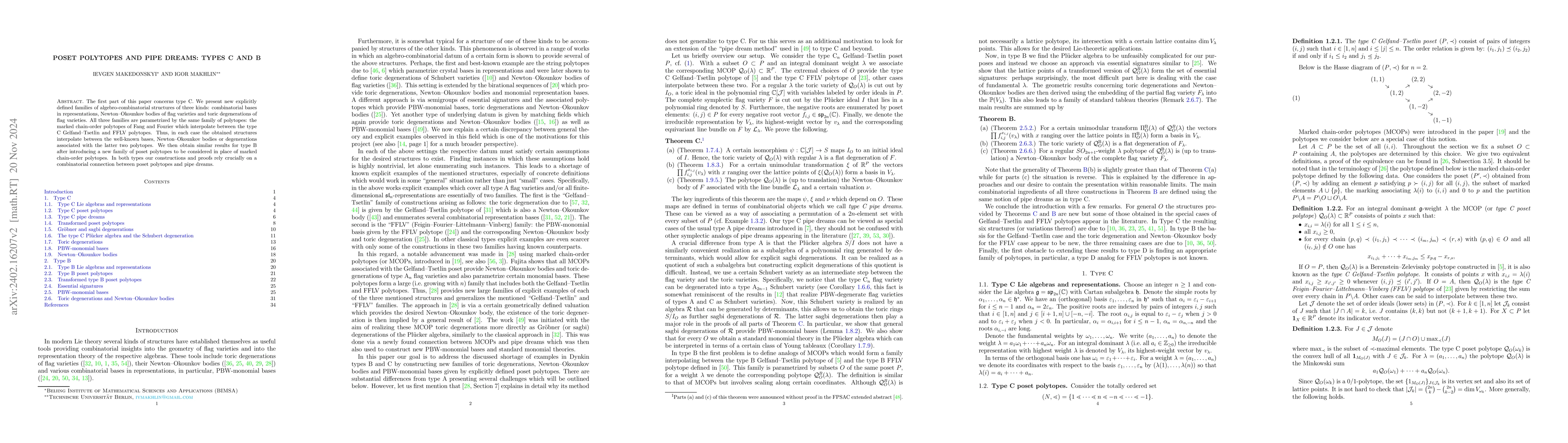 Thumbnail for Poset polytopes and pipe dreams: types C and B
