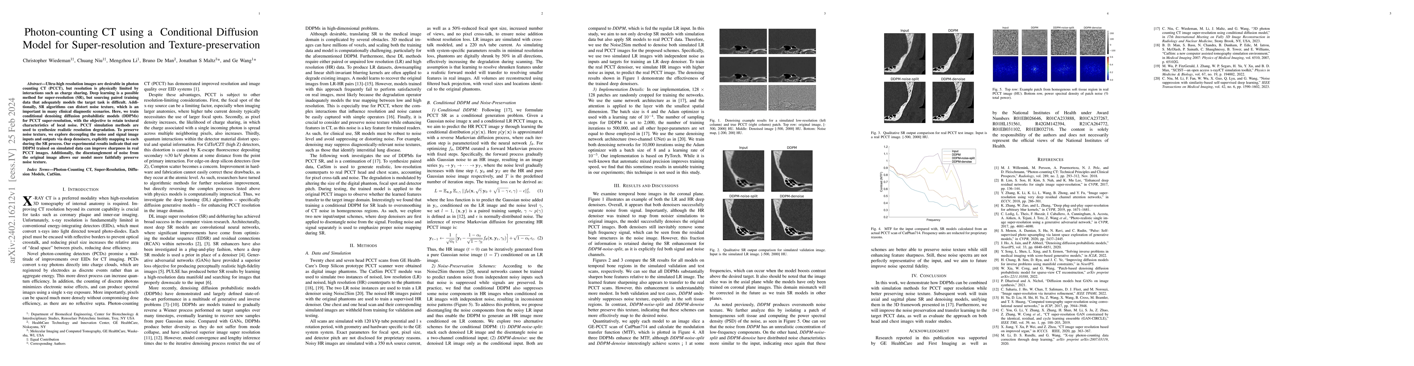 Thumbnail for Photon-counting CT using a Conditional Diffusion Model for
  Super-resolution and Texture-preservation