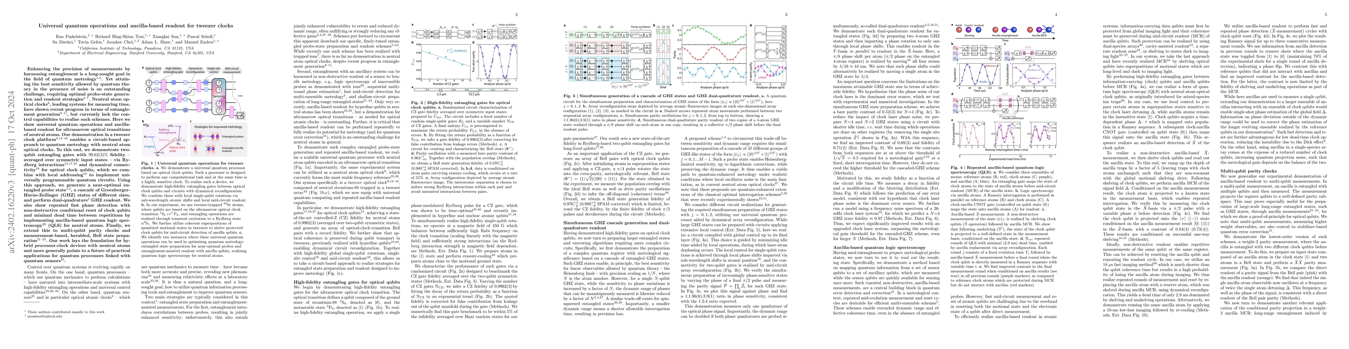 Thumbnail for Universal quantum operations and ancilla-based readout for tweezer
  clocks