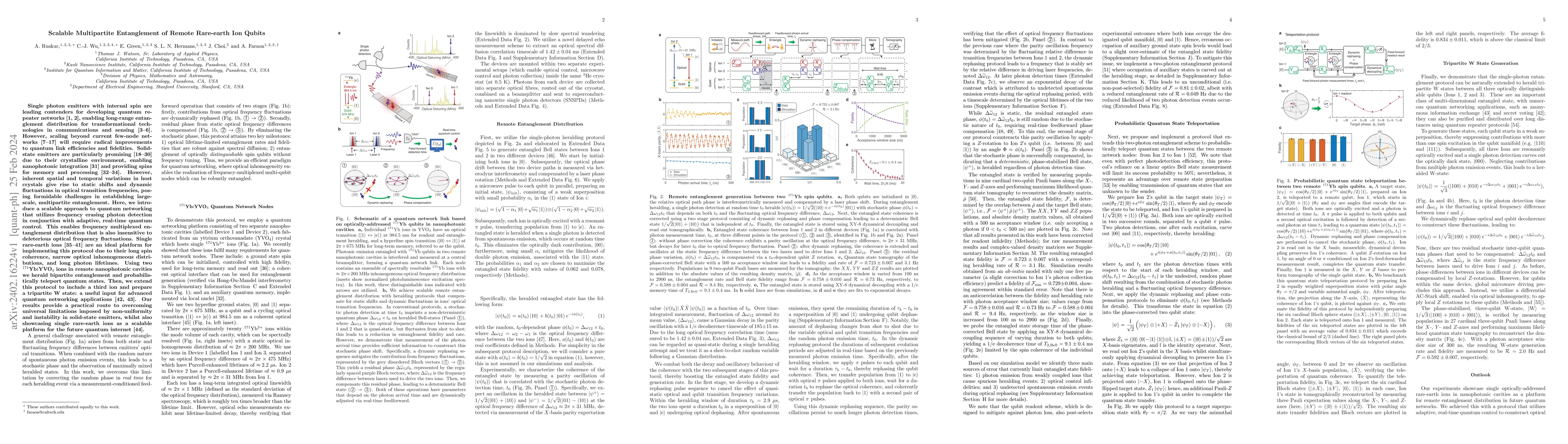 Thumbnail for Scalable Multipartite Entanglement of Remote Rare-earth Ion Qubits