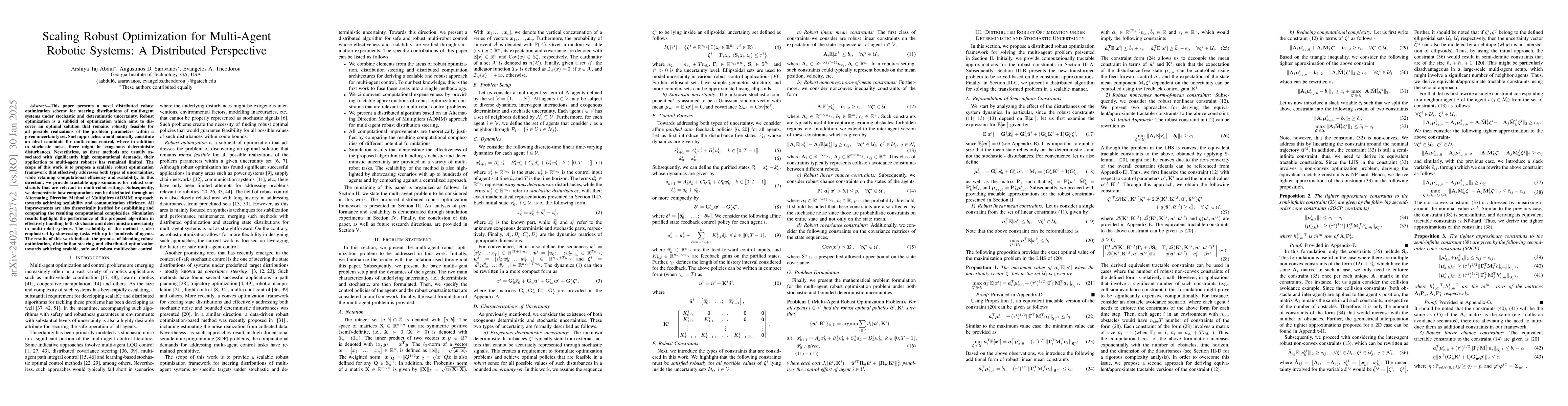 Thumbnail for Scaling Robust Optimization for Multi-Agent Robotic Systems: A
  Distributed Perspective
