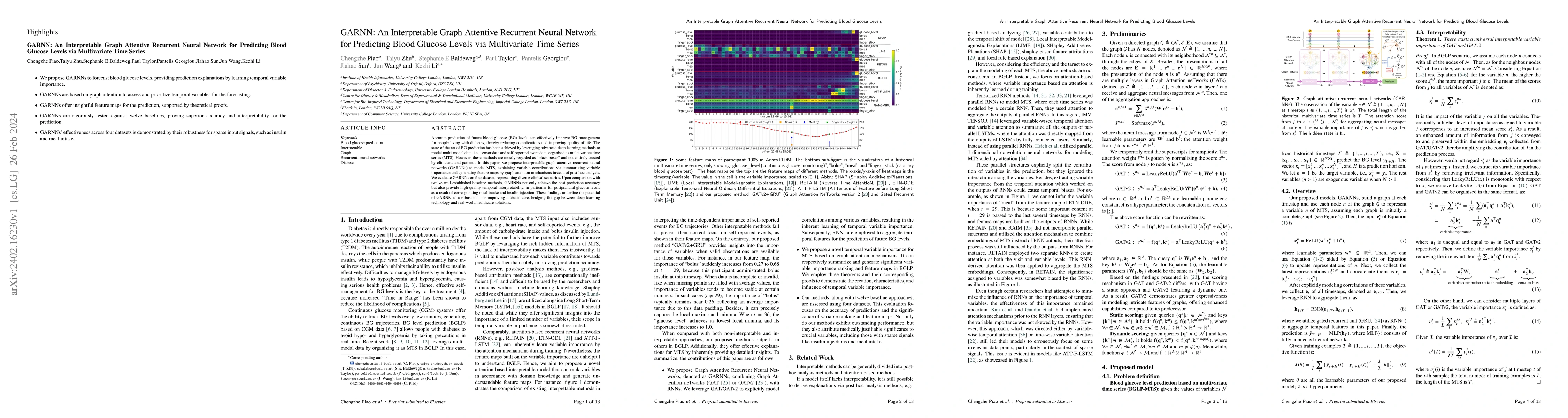 Thumbnail for GARNN: An Interpretable Graph Attentive Recurrent Neural Network for
  Predicting Blood Glucose Levels via Multivariate Time Series