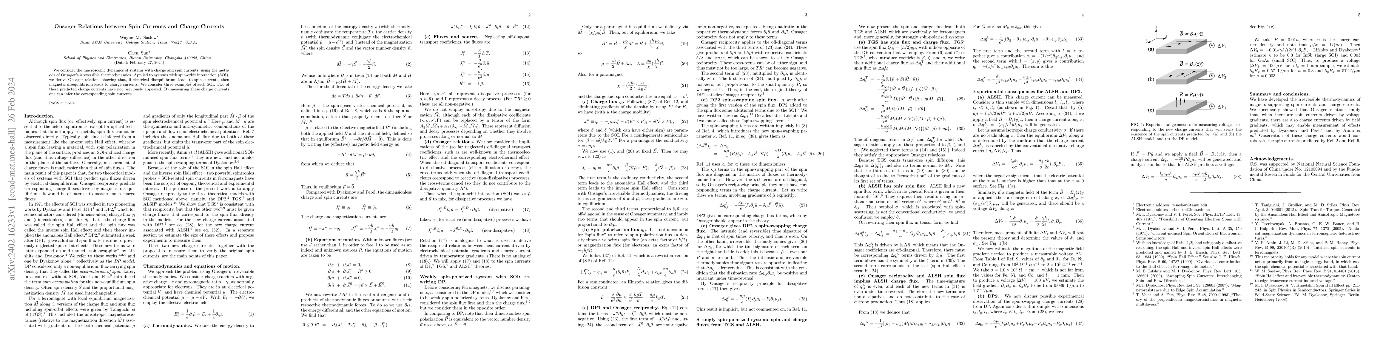 Thumbnail for Onsager Relations between Spin Currents and Charge Currents