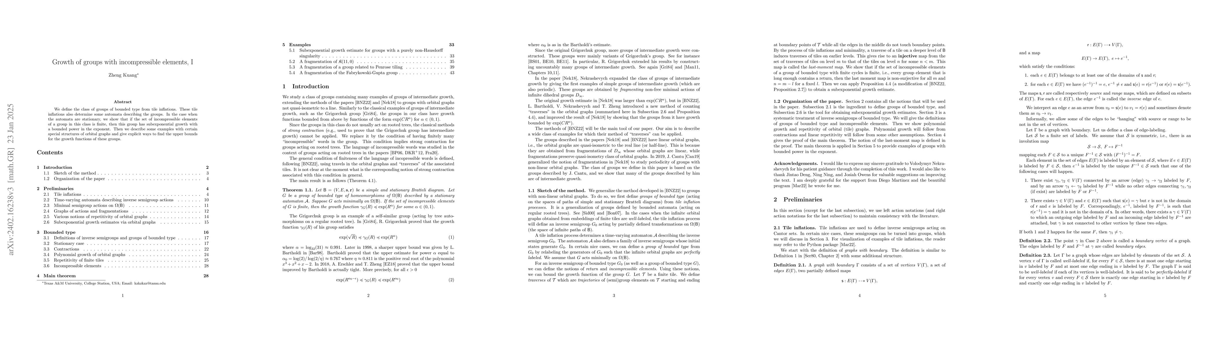 Thumbnail for Growth of groups with incompressible elements, I