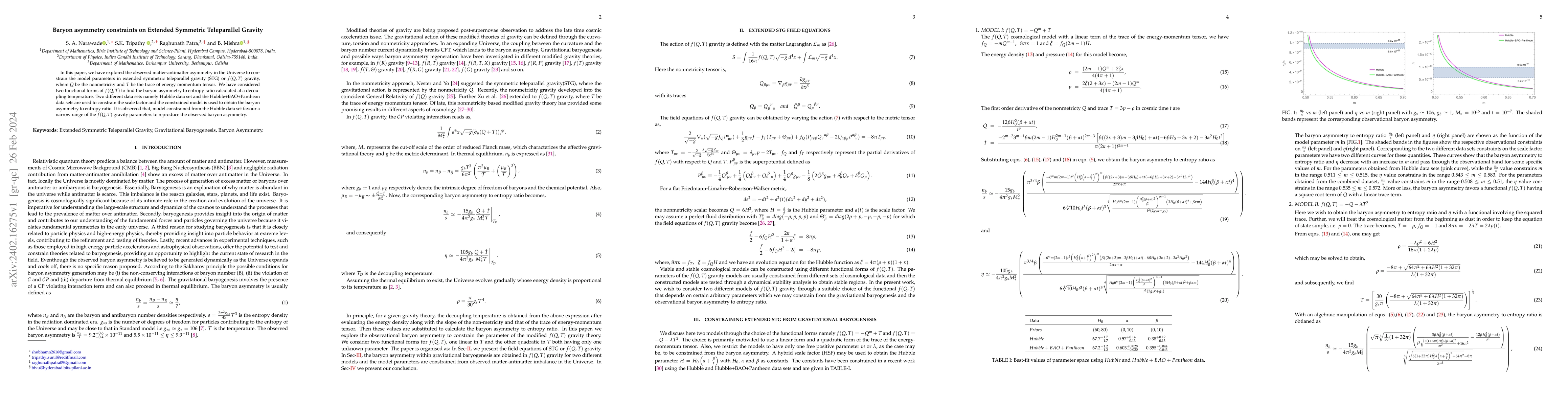 Thumbnail for Baryon asymmetry constraints on Extended Symmetric Teleparallel Gravity